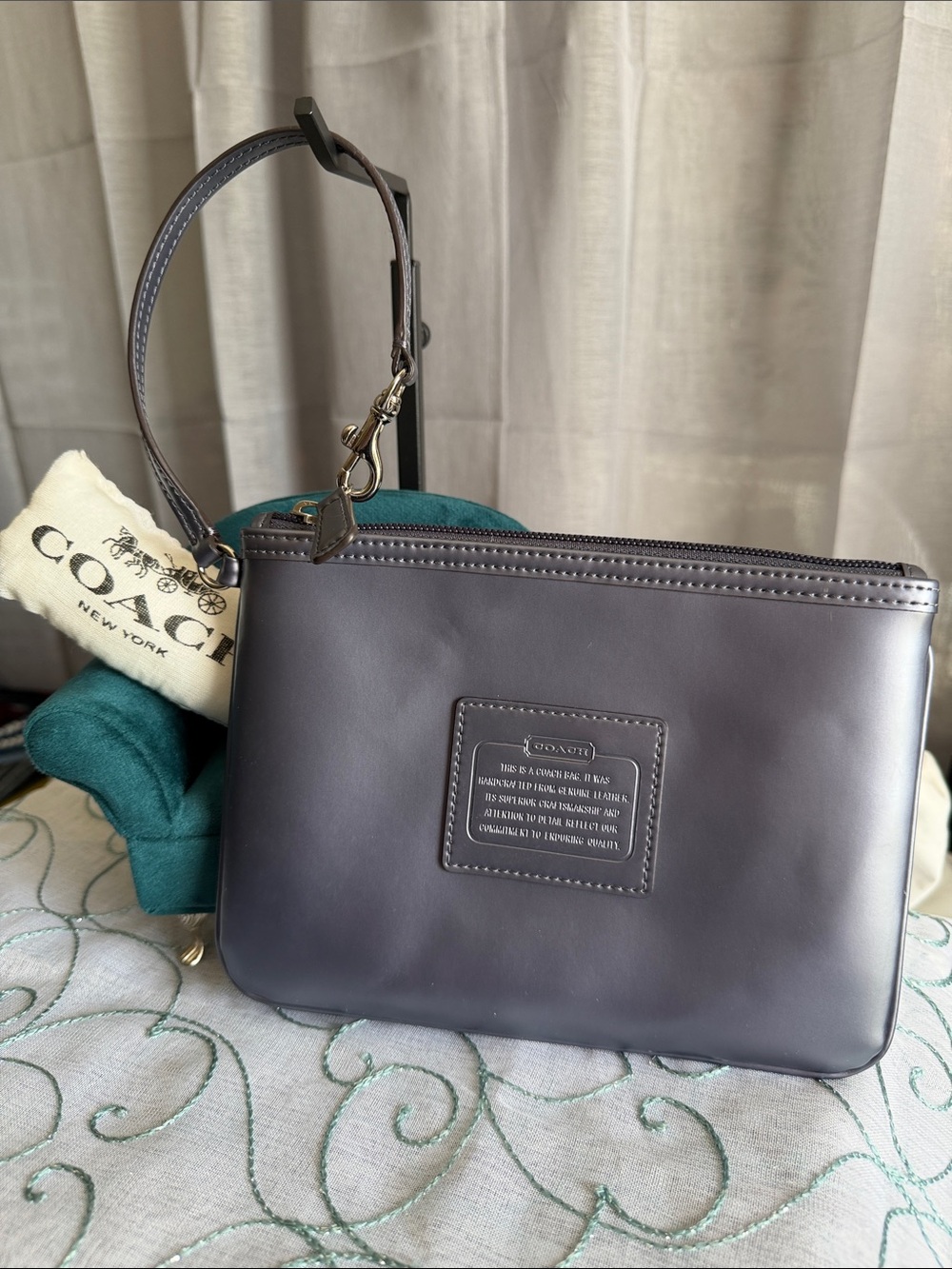 Coach Creed Leather Wristlet Clutch